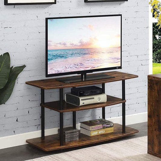 Convenience Concepts Designs2Go No Tools 3-Tier Wide TV Stand 42" - Entertainment Center for TVs up to 46 Inches, Modern TV Mount with Shelves for Living Room, Barnwood/Black