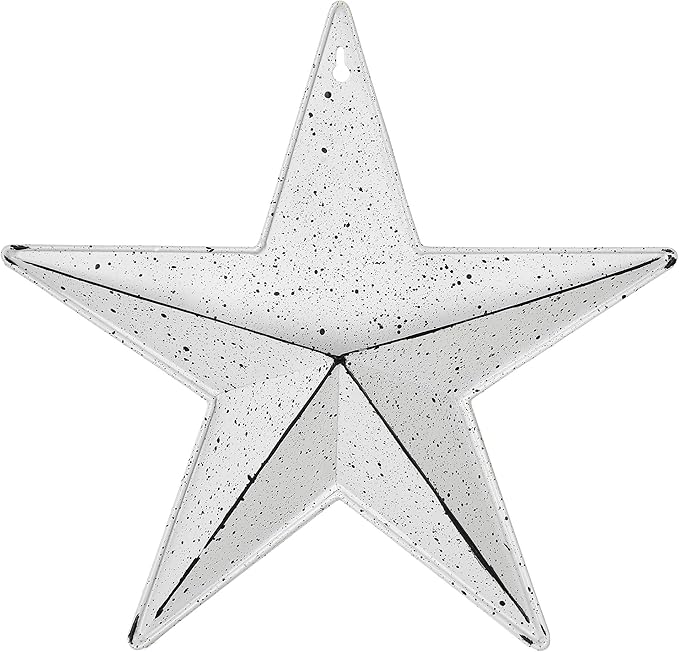 VHC Brands Patriotic Faceted Metal Star Wall Hanging - 12x12, Distressed Appearance, Independence Day Decor, American Star with Display Pocket