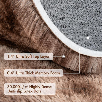 9x12 Ft Extra Large Shag Brown Area Rug for Living Room, Tie-Dyed Ultra Soft Fluffy Furry Rugs for Bedroom Indoor Floor, Aesthetic Carpet for Kids Home Decor (Coffee)