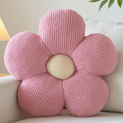 Flower Pillow, Decorative Throw Pillow for Couch, Cute Decor Pillows for Bed, Aesthetic Flower Shaped Pillow Fun Cushion (Pink, 14.9 Inches)