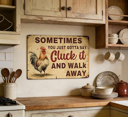 Funny Metal Signs Wall Art Funny Chicken Coop Tin Signs Decor Vintage Rooster Sign Rustic Farmhouse Wall Decor Yard-signs for Home Kitchen Farm Garden 8x12inch