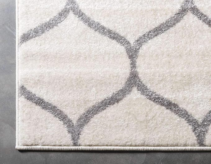 Unique Loom Trellis Frieze Collection Area Rug - Rounded (7' 1" x 10', Ivory/ Gray)