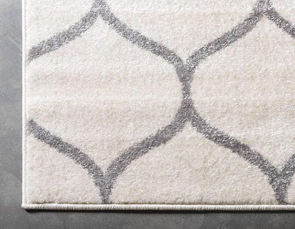 Unique Loom Trellis Frieze Collection Area Rug - Rounded (7' 1" x 10', Ivory/ Gray)