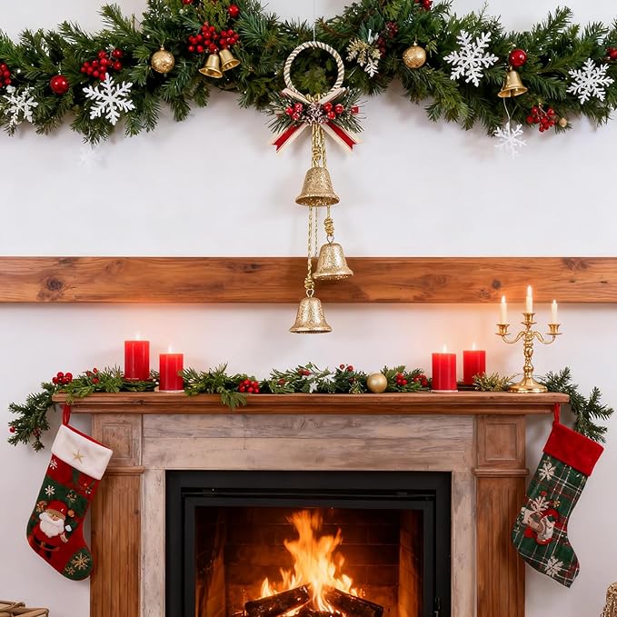 Christmas Bells Decorations Jingle Bell，Hanging Decorative for Door,Wall, Bedroom, Living Room,Tree Ornaments for Home Decor, Wreath, Door Hanging,Cluster Decorative Bells (Glittering Gold)