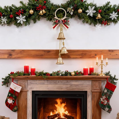 Christmas Bells Decorations Jingle Bell，Hanging Decorative for Door,Wall, Bedroom, Living Room,Tree Ornaments for Home Decor, Wreath, Door Hanging,Cluster Decorative Bells (Glittering Gold)