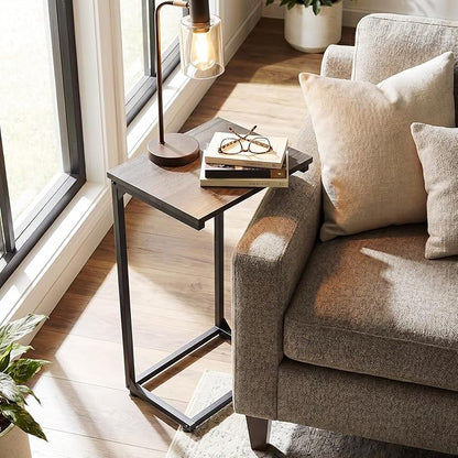 AMHANCIBLE C Shaped End Tables Set of 2, Couch Side Tables that Slide Under Sofa, TV Trays for Living Room, Bedroom, Small Space, Dark Grey HET02BDG