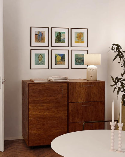 HAUS AND HUES Set of 15 Walnut Wood 12x12 Square Picture Frames - Classic Elegance for Your Photos and Posters - Perfect Display Solution