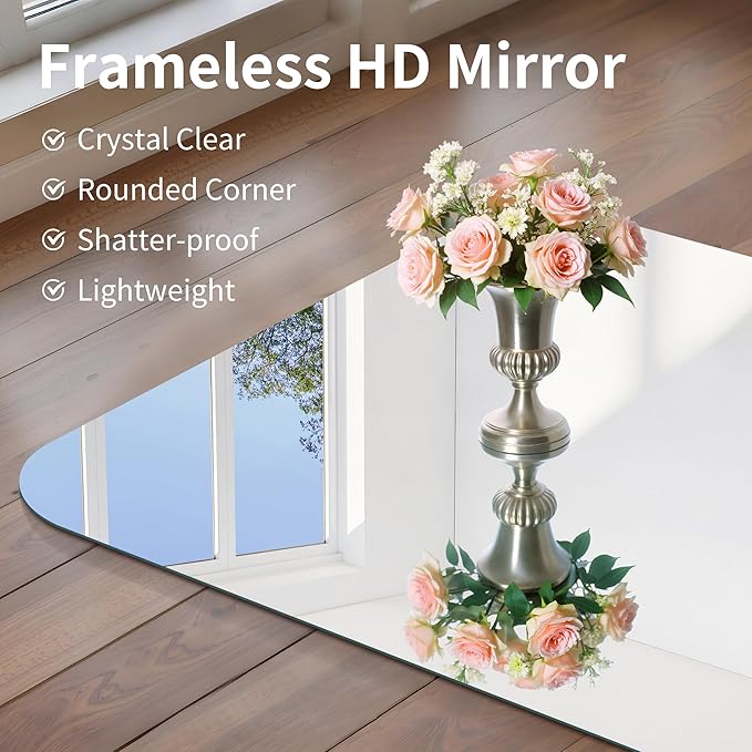 CILIBER Frameless Mirror, 30x36 Inch Rectangle Bathroom Mirror Rounded Corner, 3mm Tempered Glass Frameless Vanity Mirror with Polished Edge for Over Sink, Bedroom, Entryway, Vertical or Horizontal