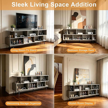 Lightdot 65" TV Stand Fits TVs Up to 75 Inch,Entertainment Center with Power Outlet & Open Storage Shelves,Sofa Cabinet Media Console for Living Room, Bedroom,Kitchen,Easy Assembly, American Walnut