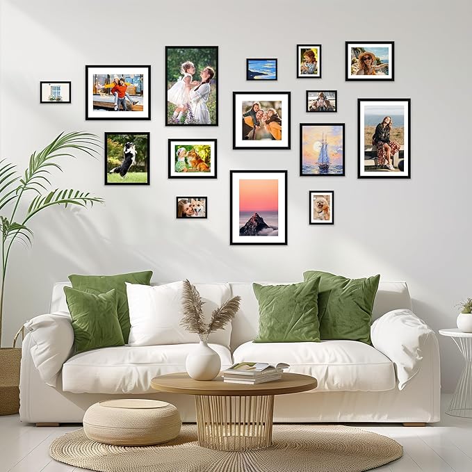 11x17 Picture Frame, Vertical or Horizontal Wall Hanging Frame for Photos, Posters & Art Prints, Display Pictures 9x15 with Mat or 11 x 17 Without, Black Frame with Clear Plexiglass, 2 Pack