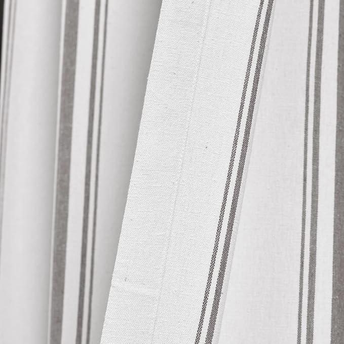 Lush Decor Farmhouse Stripe Yarn Dyed Eco-Friendly Recycled Cotton Window Curtain Panel Pair, 42" W x 63" L, Gray - Classic Modern Rustic Charm - Eco Friendly Cotton Fabric
