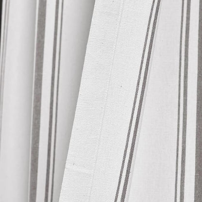 Lush Decor Farmhouse Stripe Yarn Dyed Eco-Friendly Recycled Cotton Window Curtain Panel Pair, 42" W x 63" L, Gray - Classic Modern Rustic Charm - Eco Friendly Cotton Fabric