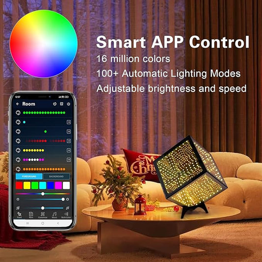 Stunning Infinity Mirror Cube Light with RGB Color-Changing Effects, Perfect 3D Art Decor for Gaming Rooms & Computer Desks, and A Unique Gift for Birthdays or Christmas (5 Inches)