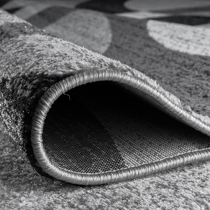 Rugshop Gray Medium Indoor Area Rug, Abstract Circles, High-Traffic, Non-Shedding, for Living Room, Home Office and Bedroom, 4' x 6'