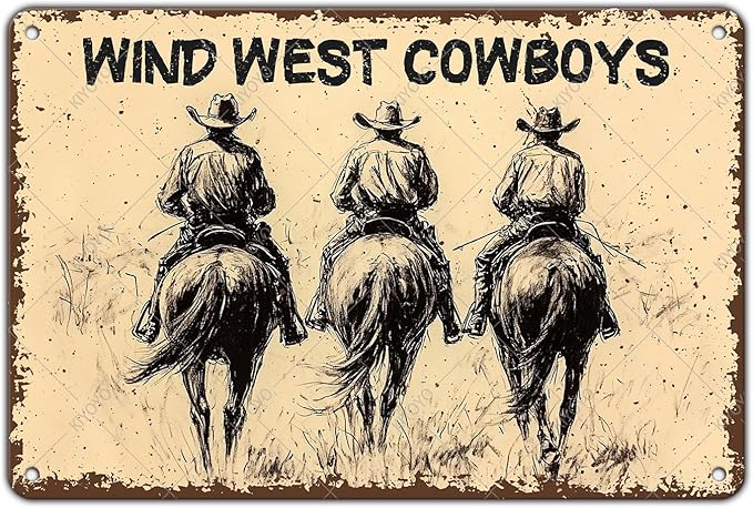 Western Cowboy Rider Vintage Tin Sign Wind West Cowboys Horse Decorative Poster Wall Art Decoration for Home Bar Club Coffee shop 12x8 Inch