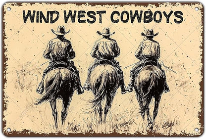 Western Cowboy Rider Vintage Tin Sign Wind West Cowboys Horse Decorative Poster Wall Art Decoration for Home Bar Club Coffee shop 12x8 Inch