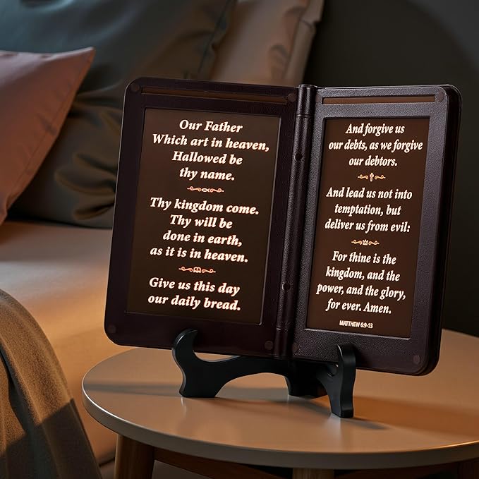 mamre Bible Verses Lamp, Scripture Display Night Light - Thy Word is a lamp Unto My feet, and a Light Unto My Path. - 1 Corinthians 13 The Love Chapter, Spiritual Gifts, Bedside Lamp
