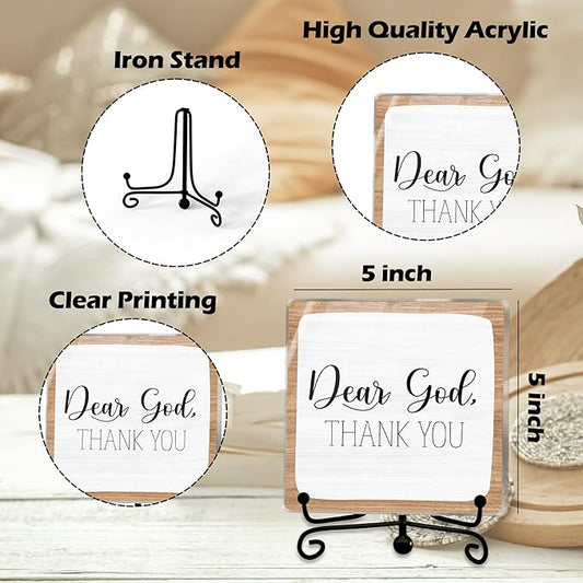 Modern Farmhouse Decor, Home Decor For Living Room, Boho Chic Aesthetic Shelf Decorations, Christian Dear God Acrylic Sign, Farmhouse Entryway Tv Stand Fireplace Coffee Table Decoration (13)