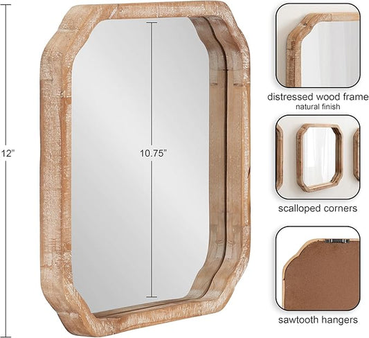 Kate and Laurel Marston Modern Wooden Square Wall Mirror Set, Set of 3, 12 x 12, Rustic Brown, Decorative Three-Piece Mirror Set for Use as Bathroom Mirror Decor or Gallery Wall Mirrors