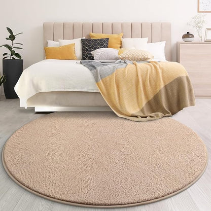 Gifeas Large Ultra Soft Round Area Rugs for Living Room Bedroom, 6x6 Feet Beige Thickened Memory Foam Modern Indoor Circle Carpets, Non-Slip Comfy Circular Rug for Boys Girls Nursery Room Home Decor