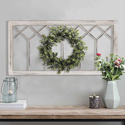 Oakrain Wood Window Frame Wall Art, 39"x 20" Rustic Wall Decor, Farmhouse Window Pane Decor for Wall, Decorative Wall Sculptures for Living Room, Bedroom, Entryway, Hallway, Distressed White
