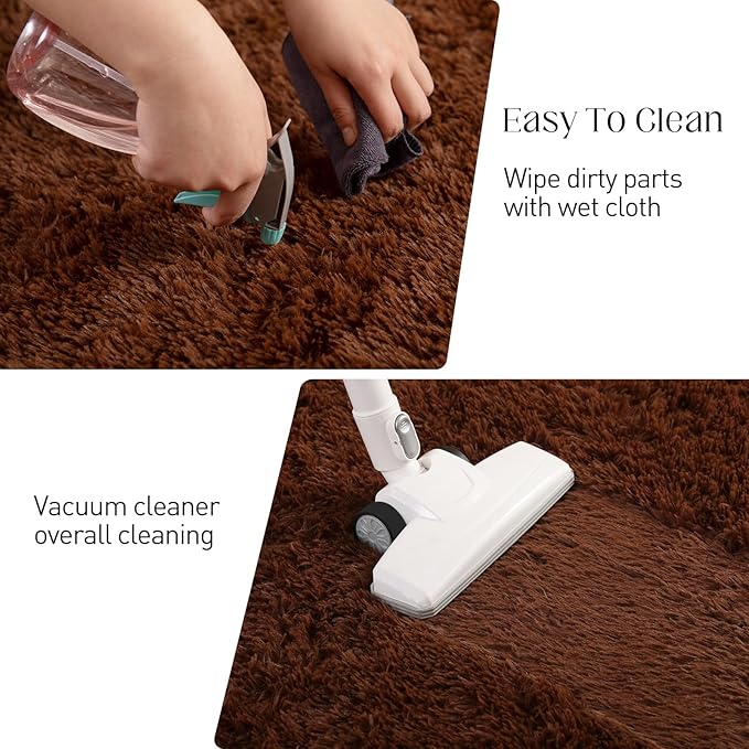 Puremy Luxury 4x6 Area Rug, Ultra Soft Rugs for Living Room, Plush Carpet Rugs for Bedroom, Non-Slip Indoor Rug for Nursery, Study Room, Playroom, Home Decor, Brown