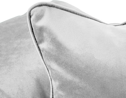 FDP 16" x 24" Velvet Rectangle Lumbar Pillow Set with Piping; Decorative Throw Pillow for Home Décor in Living Room, Bedroom or Lounge (2-Pack) - Sterling, 15160-344