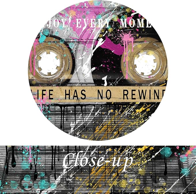 KREATIVE ARTS Vintage Graffiti Street Art Canvas Retro Cassette Tape Life Quote Wall Art Inspirational and Motivational Office Decor 24x36 Inch Stretched Canvas Ready to Hang