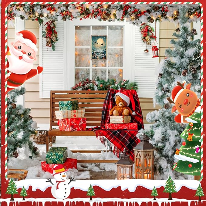 Christmas Decoration 8” x 12” Indoor Outdoor Vintage Bar Decor Yard Sign Holiday Phrase Sign for Home Kitchen Holiday Wall Decor Outdoor Gathering Spaces.
