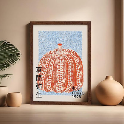 Poster Master Vintage Poster - Pumpkin Forever Print - Tokyo Art - Infinity Dots Art - Chic Gift for Men, Women - Perfect Decor for Living Room, Bedroom, Office, 16x20 Brown Framed