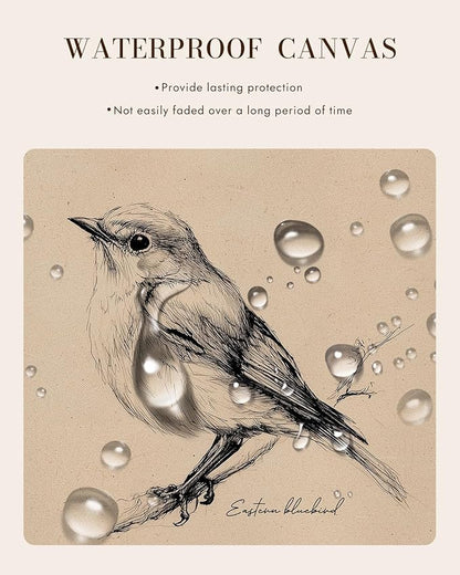 Bzstyleart Vintage Wall Art Decor for Living Room, Framed Vintage Bird Wall Art Canvas Prints Home Decor Aesthetic, Sketch Painting Picture for Bedroom Kitchen, New York State, 12L x 16W