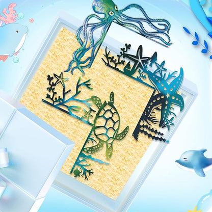 2025 3PCS Ocean Door Frame Decoration Set Metal Turtle Octopus Starfish with Double Sided Silhouette for Window, Door, Shelf, Table, and Corner Sign Home Décor Accent