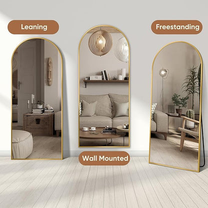 69"x28" Full Length Mirror, Arched Full Body Mirror, Standing Hanging or Leaning Floor Mirror for Bedroom and Living Room, Gold