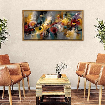 Framed Graffiti Abstract Canvas Wall Art Modern Minimalist Painting for Bedroom Watercolor Neutral Fantasy Circle Vortex Picture Wall Decor Geometric Artwork for Bathroom Living Room Decoration 24x48