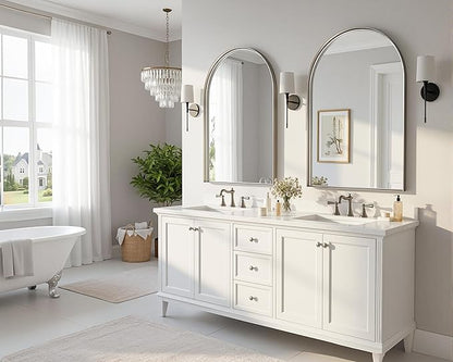 Arched Bathroom Mirror, 24x36 Inch Silver Arched Wall Mirror with Metal Deep Frame, Arch Mirrors for Wall Decor, Vanity, Entryway, Living Room