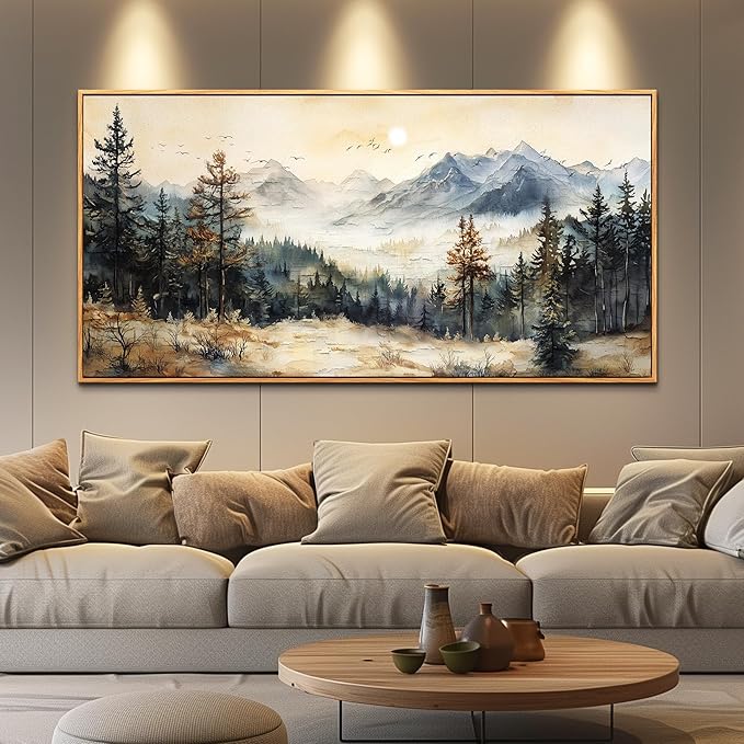 QIYILEXWART Wood Framed Large Canvas Wall Art For Living Room Wall Decor For Bedroom Office Wall Decorations The Forest Paintings Farmhouse Pictures Artwork Room Modern Home Decor