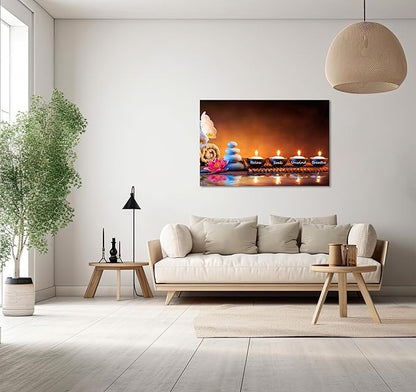 Zen Wall Art Decor Breathe Canvas Art Picture Candles Relaxing Peaceful Poster Prints for Zen Spa Room Artwork Living Room Bedroom (20.00" x 30.00")