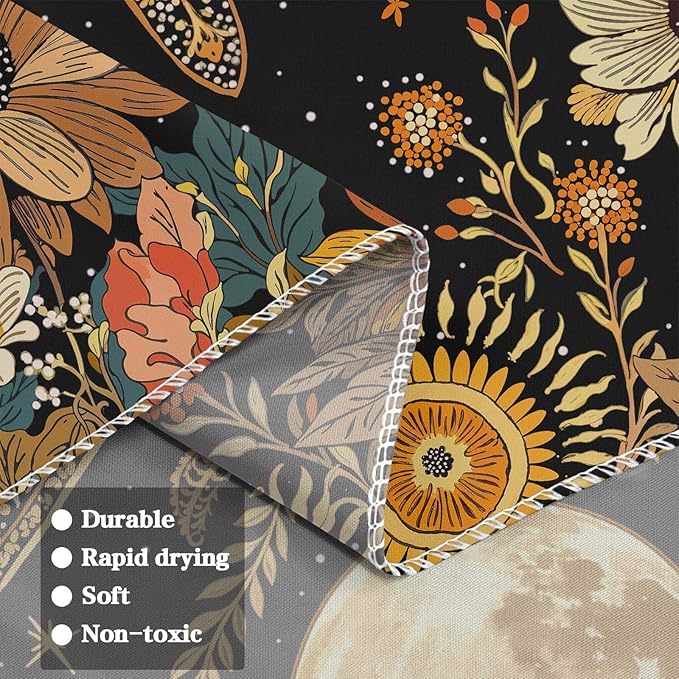 Leeisysme Hippie Boho Butterfly Moon Tapestry, Aesthetic Witchy Floral Moth Wall Art for Living Room Bedroom Home Decor, 36x48 inches