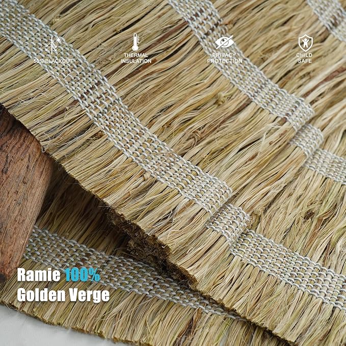 Motorized Bamboo Roman Shades, Motorized Blinds with Remote Compatible with Homekit, Alexa GoogleHome, Smart Wood Woven Shades for Indoor Windows, Customize, Golden Verge