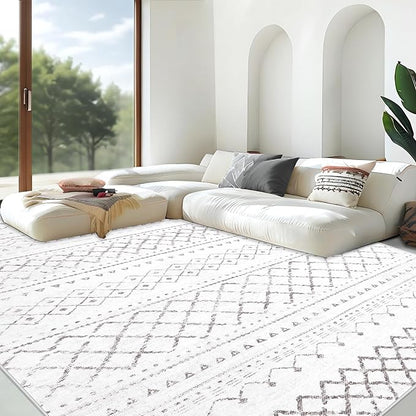 Area Rug Living Room Rugs 5x7 - Large Soft Boho Geometric Rugs, Non-Slip Foldable Washable Area Rug Non Shedding Morden Indoor Floor Carpet for Bedroom Office Dining Room (Dark Grey,5' x 7')