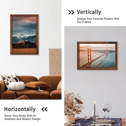 iRahmen 12x18 Picture Frame with Plexiglass - Wooden Poster Frame for Photo Wall Gallery Mounting (Dark Brown, Set of 2)