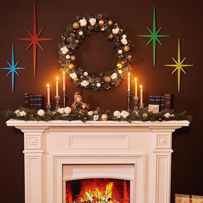 Blulu 4 Pcs Cast Iron Starburst Shaped Wall Decor Metal Mid Century Modern Decor Retro Atomic Stars Wall Art Elegance Accents Vintage Celestial Whimsigoth Hangings for Home Office Room(Vintage)