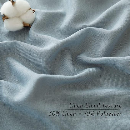 NICETOWN Stone Blue Thick Linen Curtains 72" Length, Grommet Privacy Window Treatments Linen Weave with Light Penetration Vertical Drapes for Farmhouse/Home Office, W42 x L72, 2 Panels