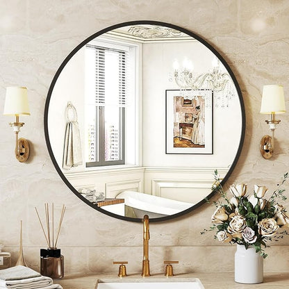 NEWBULIG Round Bathroom Mirror for Over Sink, 20 Inch Wall Mount Vanity Circle Mirror with Matte Metal Framed, Decor for Bathroom, Entryway, Bedroom, Gold