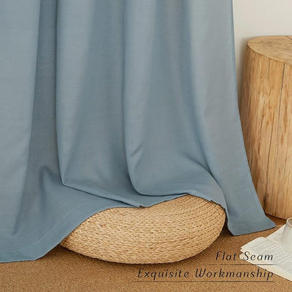 NICETOWN Stone Blue Thick Linen Curtains for Bedroom, Grommet Linen Blend Vintage Window Treatments Privacy Curtains that Let Light in for Living Room, 55" W x 72" L, Set of 2