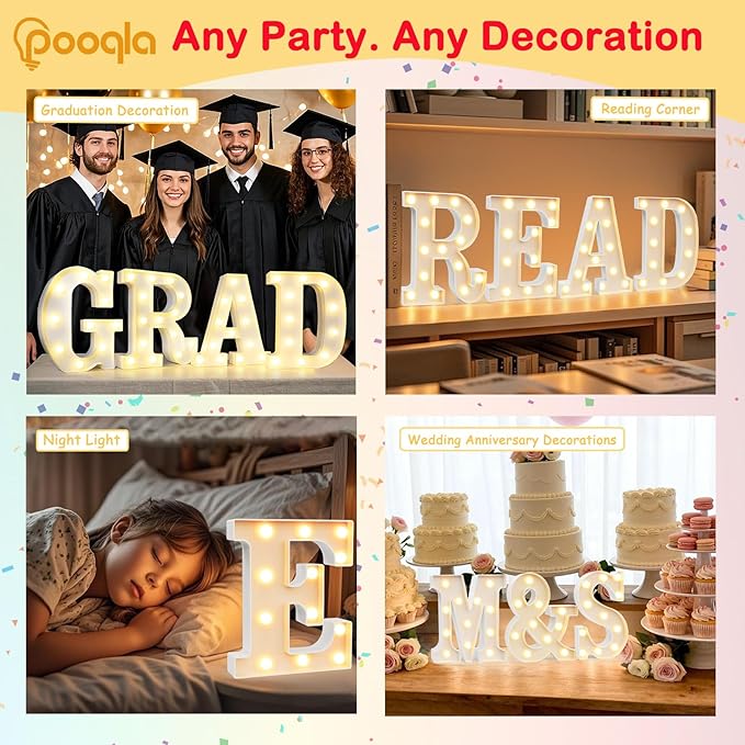 Pooqla LED Marquee Letter Lights Sign, Light Up Alphabet Letter for Home Party Wedding Decoration Z