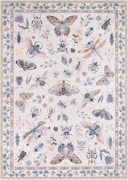 Lahome Insect Washable Small Area Rug, 3x5 Area Rugs for Bedroom Living Room, Non-Slip Soft Accent Throw Carpet for Kitchen Office Entryway Bathroom Office Vionnet, Pink