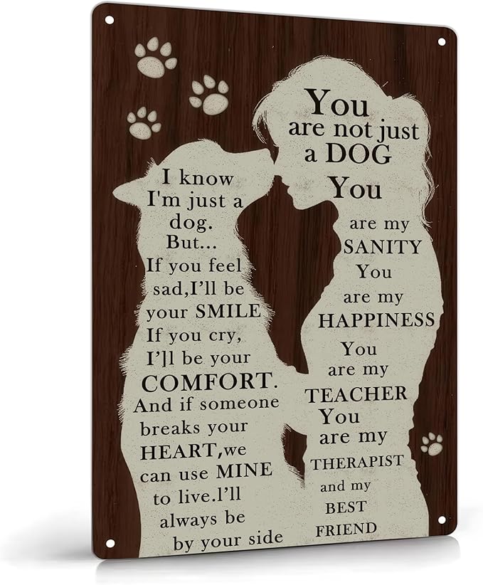 Vintage Funny Metal Sign Funny Dog Metal Sign wall decor I Know I'M Just A Dog Retro Rustic Tin Signs Wall art for Home Yard & Garden Farm 8x12 Inch