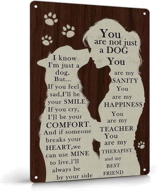 Vintage Funny Metal Sign Funny Dog Metal Sign wall decor I Know I'M Just A Dog Retro Rustic Tin Signs Wall art for Home Yard & Garden Farm 8x12 Inch
