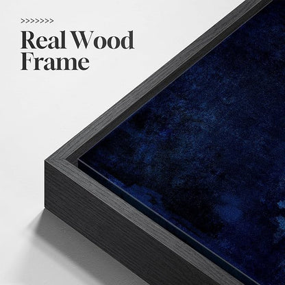 Large Framed Navy Blue Abstract Wall Art, Modern Vertical Canvas Prints Paintings Artwork for Walls, Minimalist Contemporary Dark Blue Pictures Wall Decor for Hallway Living Room Bedroom, 30x60 In